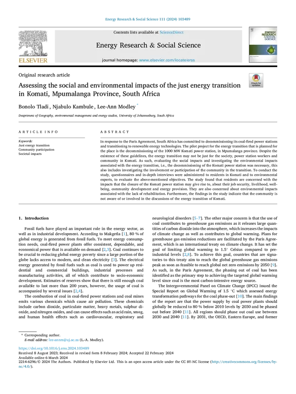 Energy Research & Social Science Volume 111, May 2024, 103489
