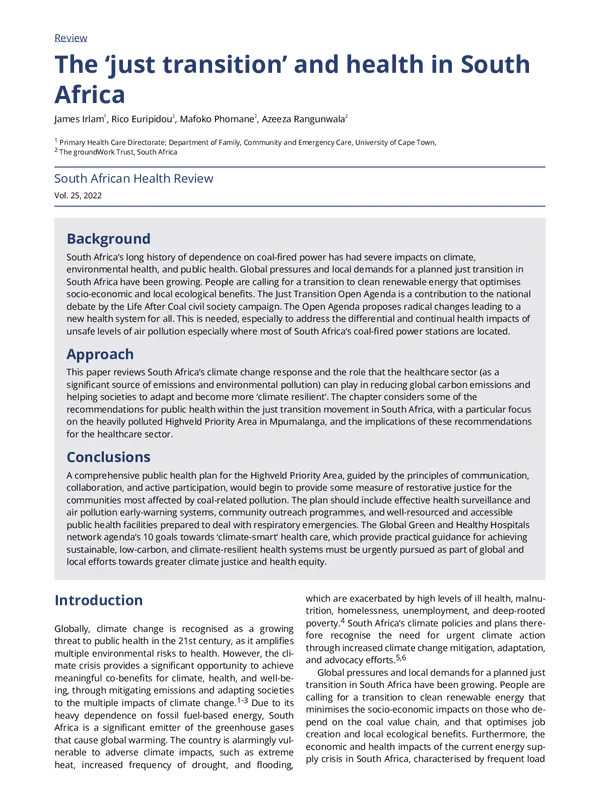 South African Health Review. Volume 2022, Issue 1