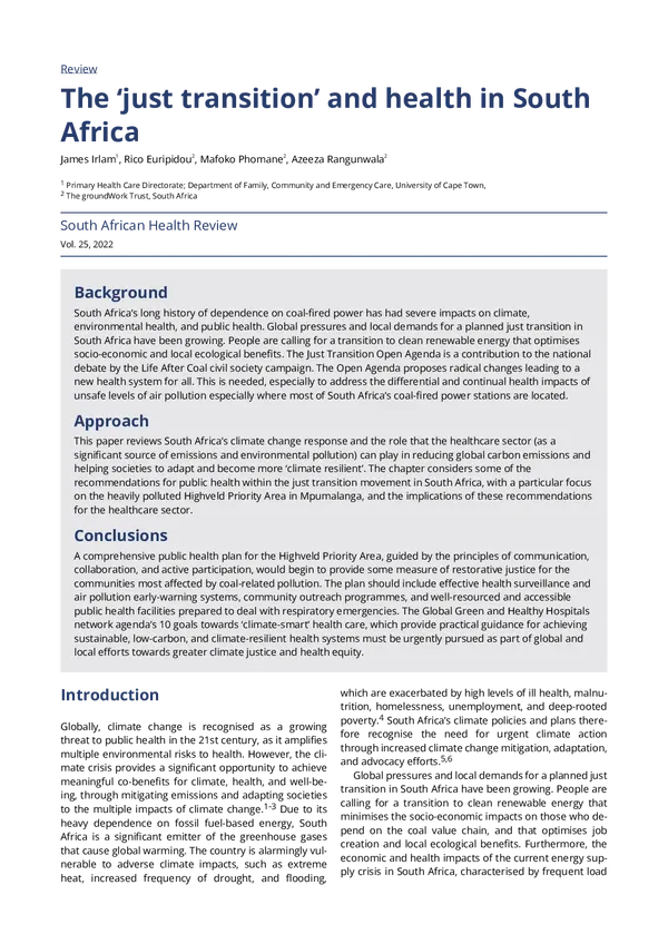 South African Health Review. Volume 2022, Issue 1