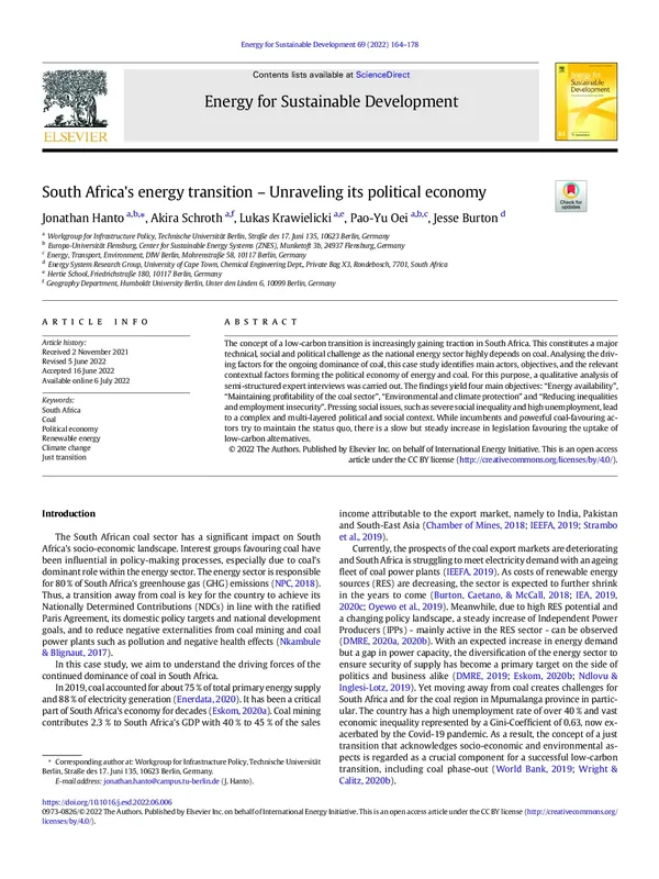 Energy for Sustainable Development Volume 69, August 2022, Pages 164-178