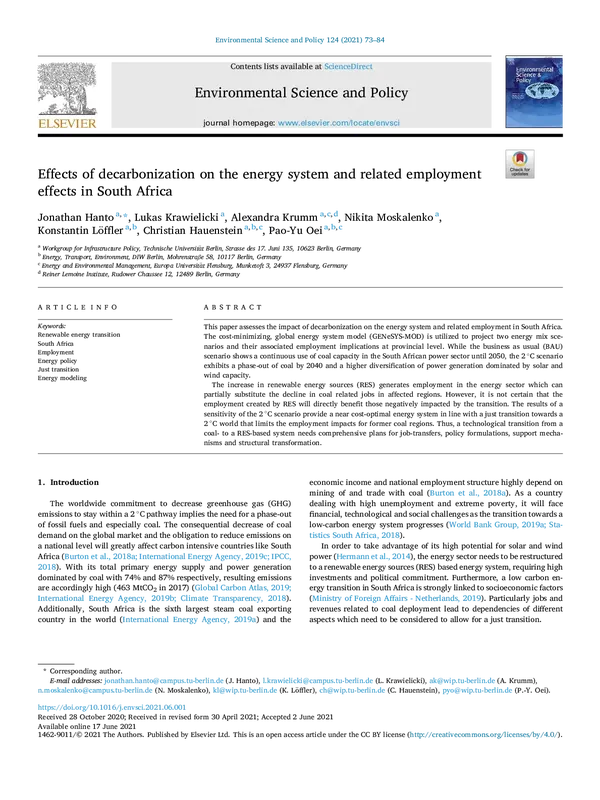 Science Direct: Environmental Science & Policy Volume 124, October 2021, Pages 73-84