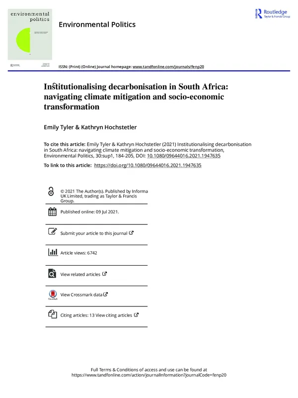 Routhledge: Environmental Politics 2021, Vol. 30, No. S1, S184-S205