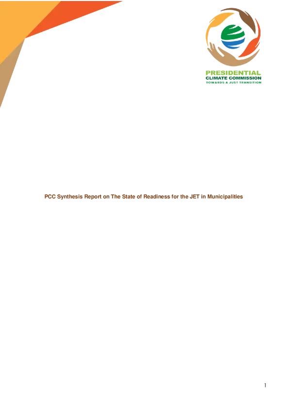 PCC Synthesis Report on The State of Readiness for the JET in Municipalities