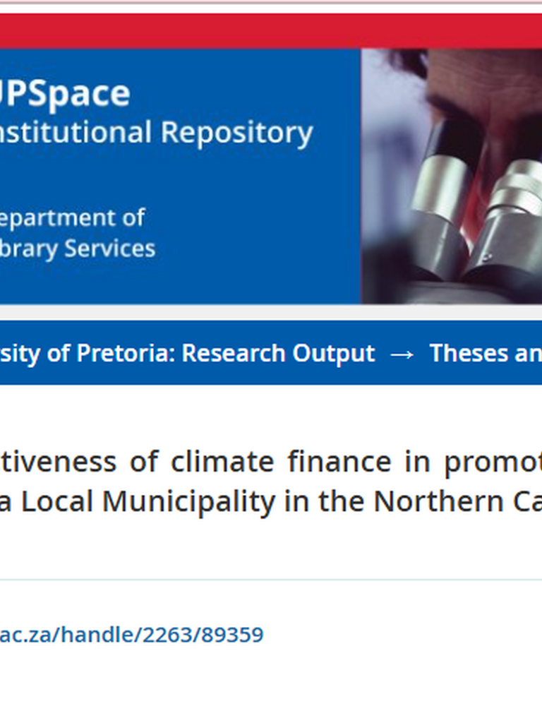 University of Pretoria Faculty of Humanities: Department of Archaeology, Anthropology and Development Studies