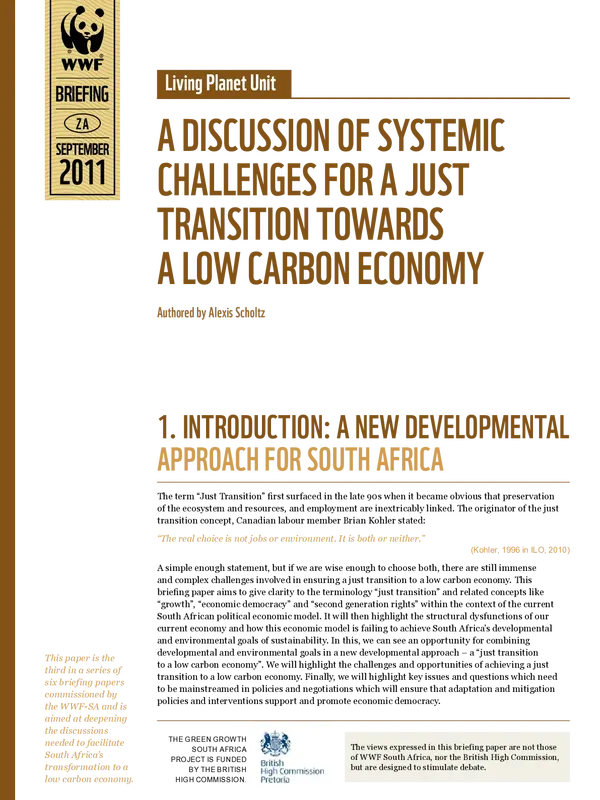 A discussion of systemic challenges for a Just Transition towards a low-carbon economy