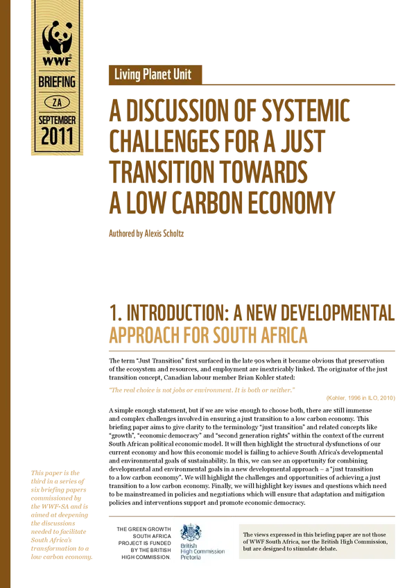 A discussion of systemic challenges for a Just Transition towards a low-carbon economy