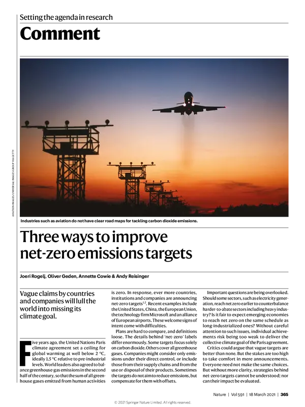 Three ways to improve net-zero emissions targets