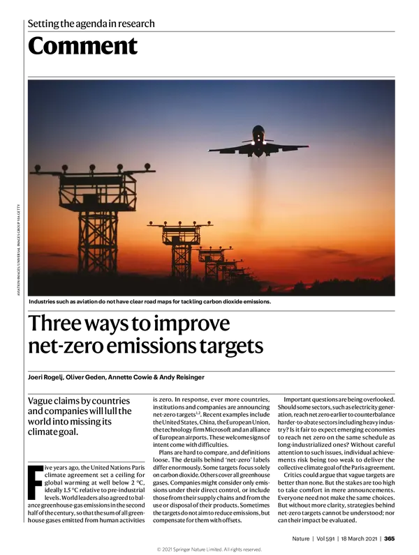 Three ways to improve net-zero emissions targets