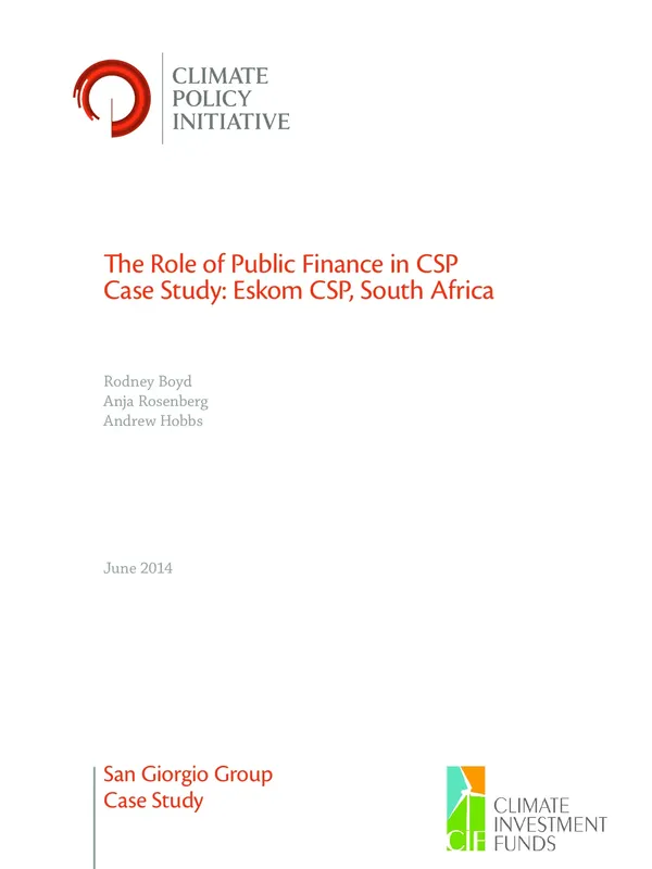 The role of public finance in CSP case study: Eskom CSP, South Africa