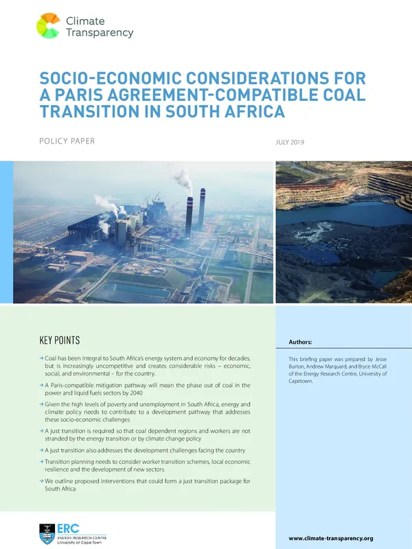 Socio-economic considerations for a Paris agreement-compatible coal transition in South Africa
