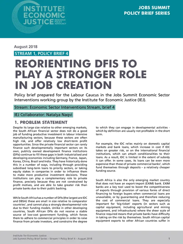 Reorienting DFIs to Play a Stronger Role in Job Creation