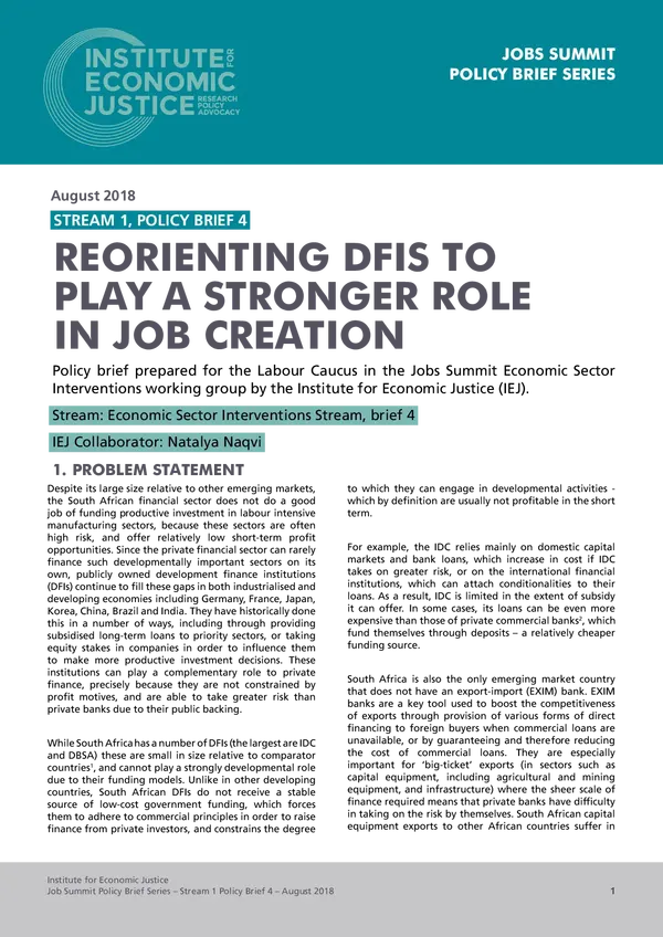 Reorienting DFIs to Play a Stronger Role in Job Creation