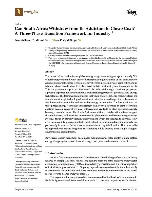 Can South Africa Withdraw from Its Addiction to Cheap Coal? A Three-Phase Transition Framework for Industry
