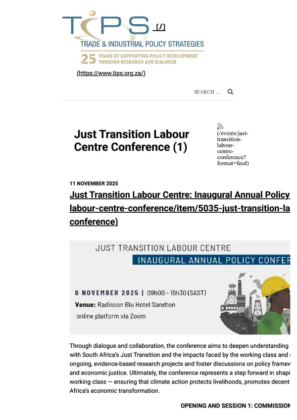 Just Transition Labour Centre:  Inaugural Annual Policy Conference 2025
