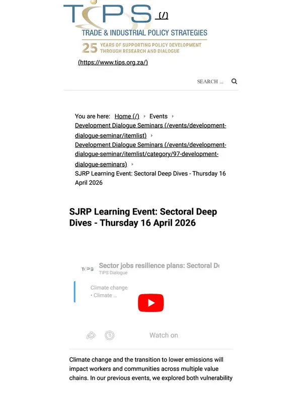 Sector Jobs Resilience Plans (SJRP) Learning Event: Sectoral Deep Dives