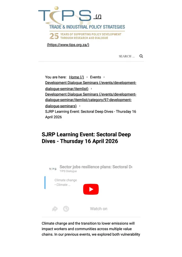 Sector Jobs Resilience Plans (SJRP) Learning Event: Sectoral Deep Dives